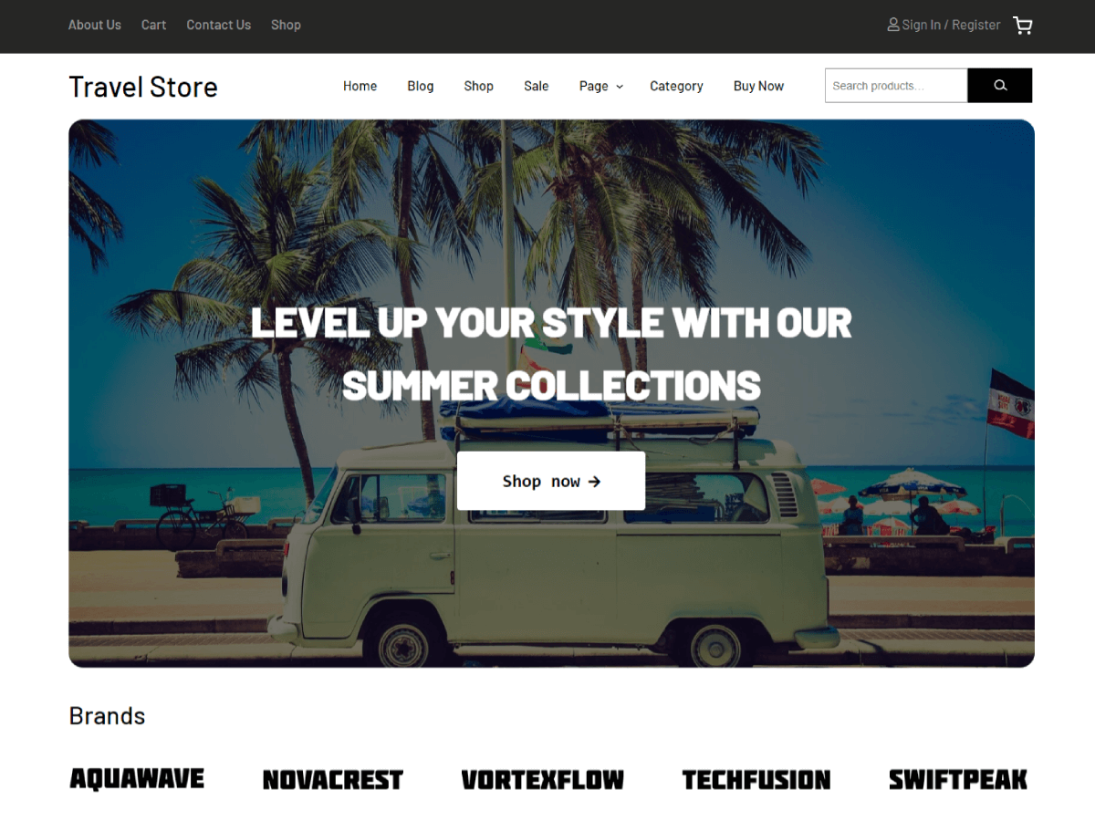 Travel Store theme screenshot