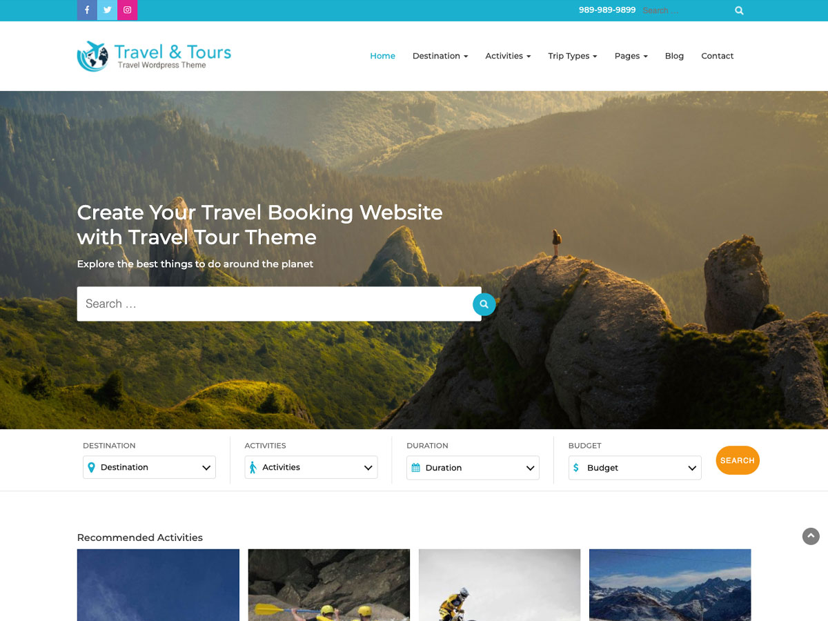 Travel Tour theme screenshot