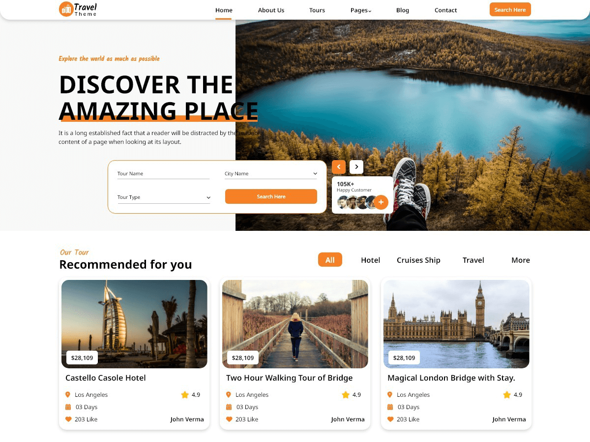 Travel Tourist theme screenshot