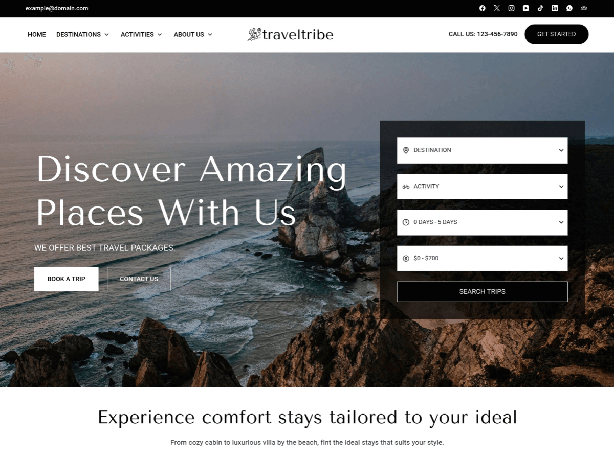 Travel Tribe theme screenshot