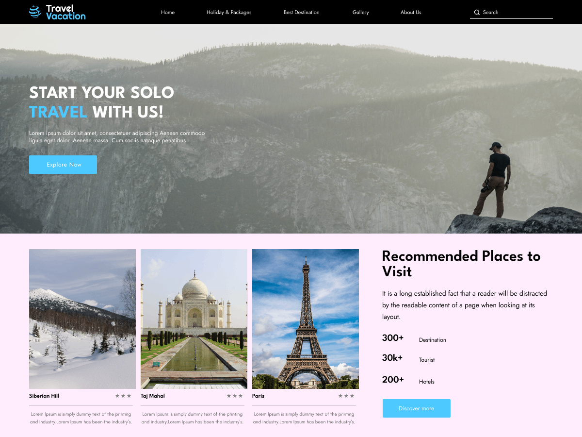 Travel Vacation theme screenshot