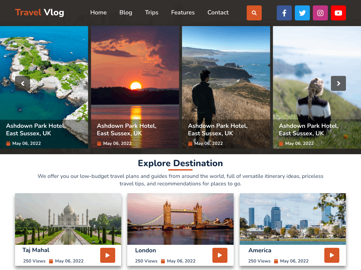 Travel Vlogger theme screenshot