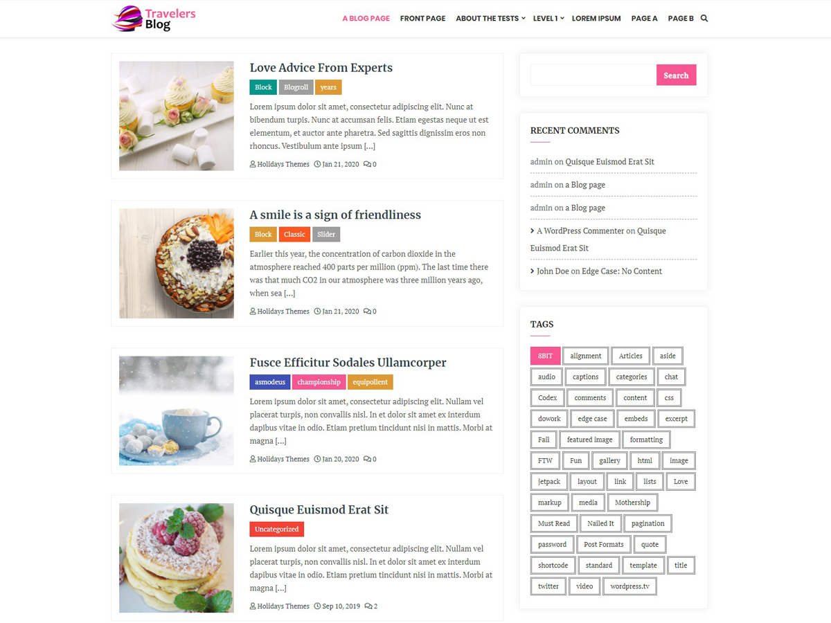 Travelers Blog theme screenshot