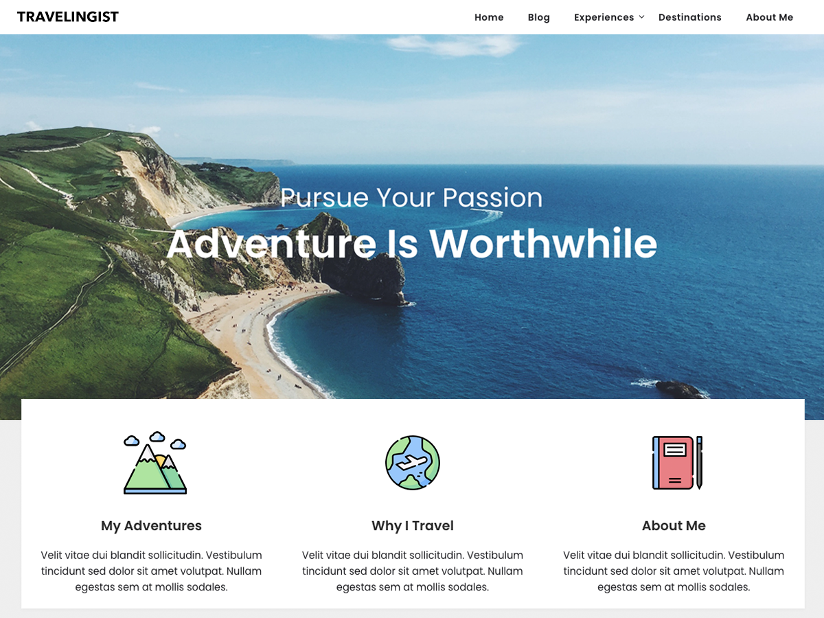 Travelingist theme screenshot