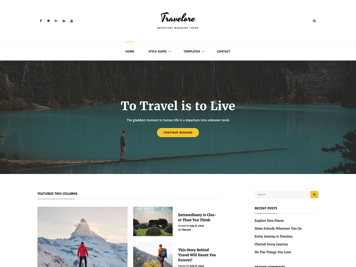 Travelore theme screenshot