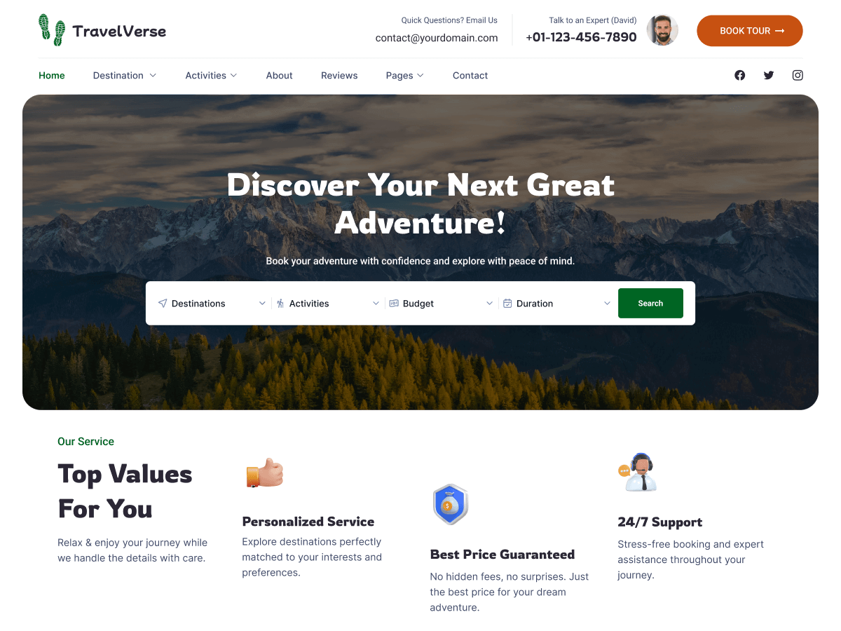 TravelVerse theme screenshot