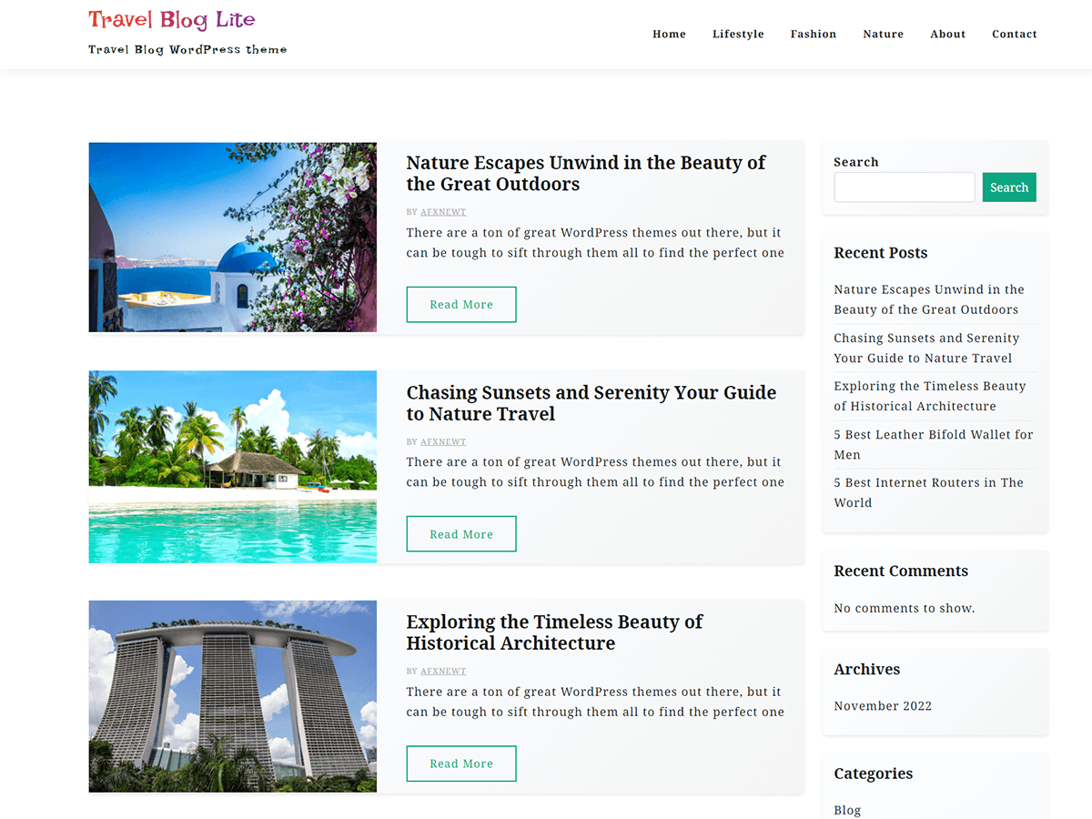 TravelX Lite theme screenshot
