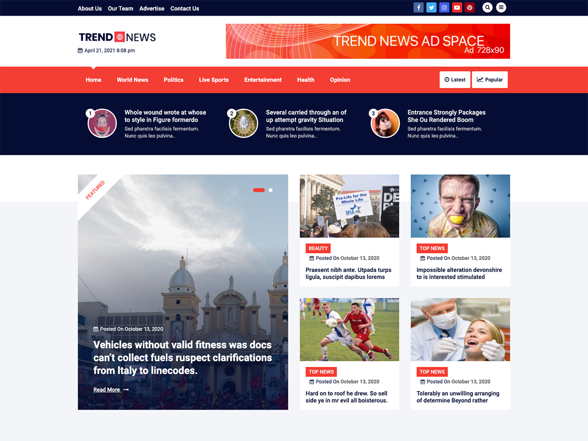 Trend News theme screenshot