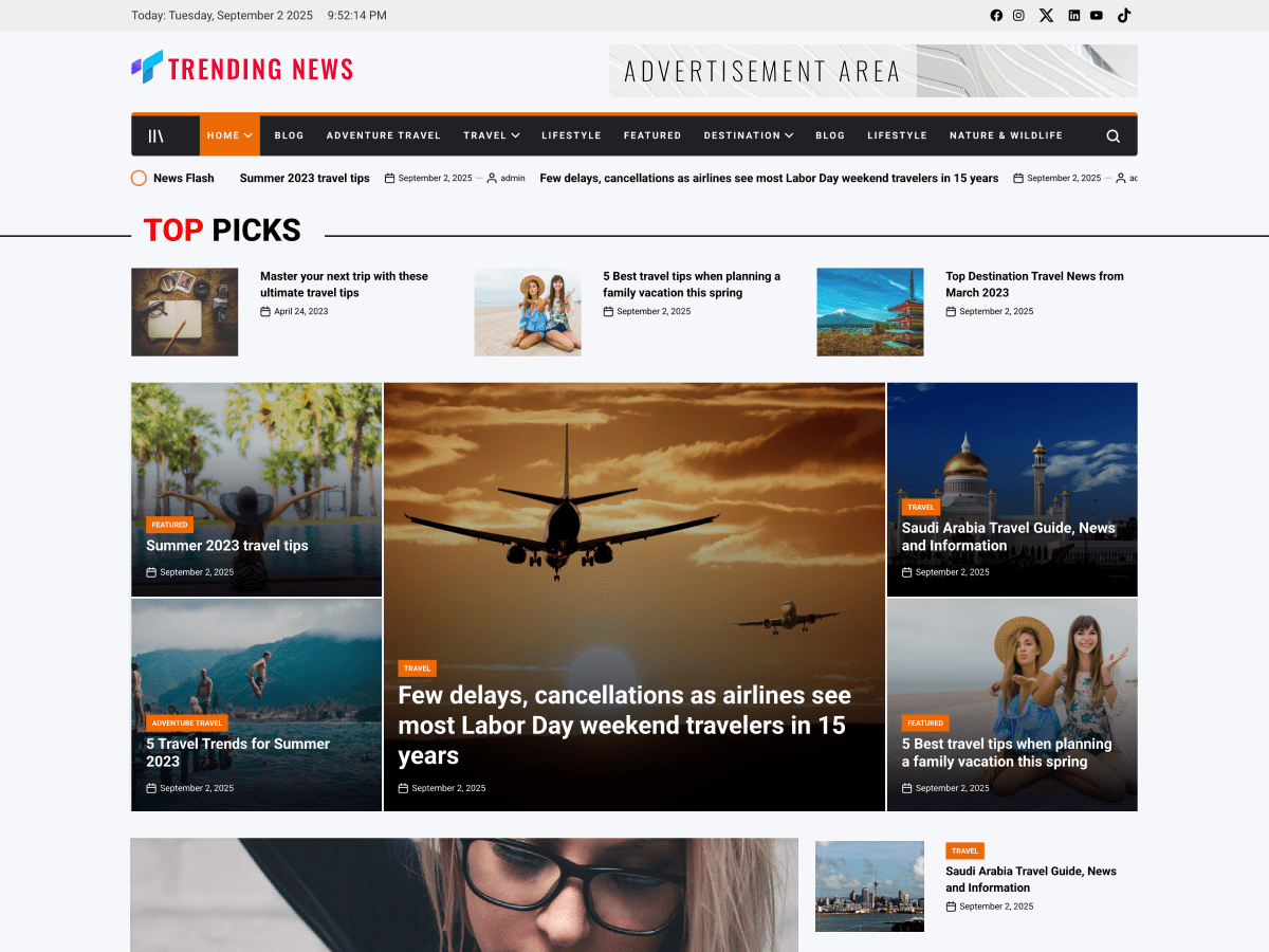 TrendingNews theme screenshot