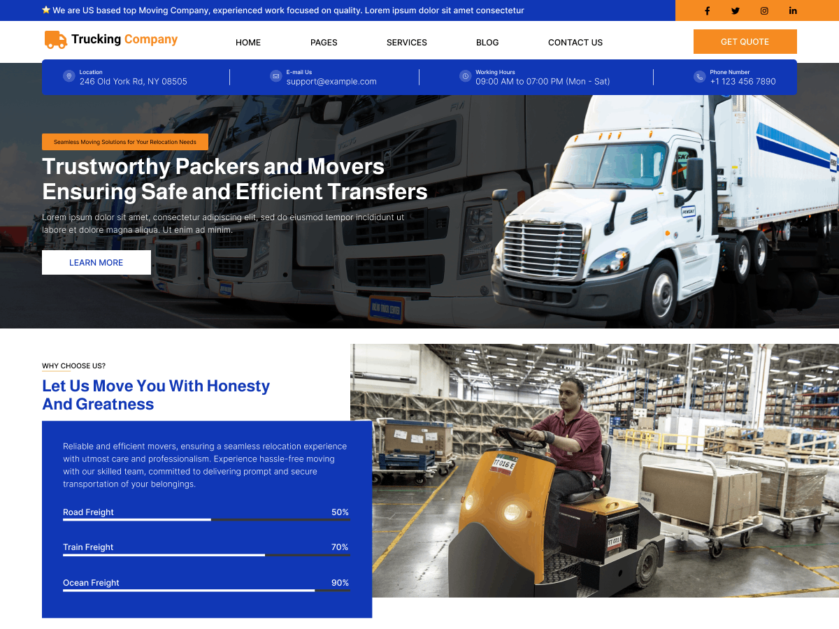 Trucking Company theme screenshot