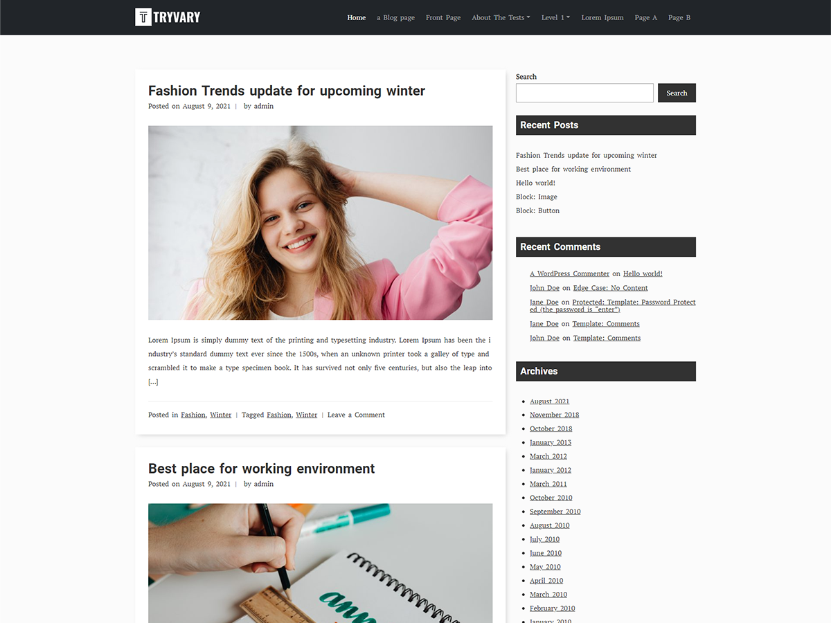 TryVary theme screenshot