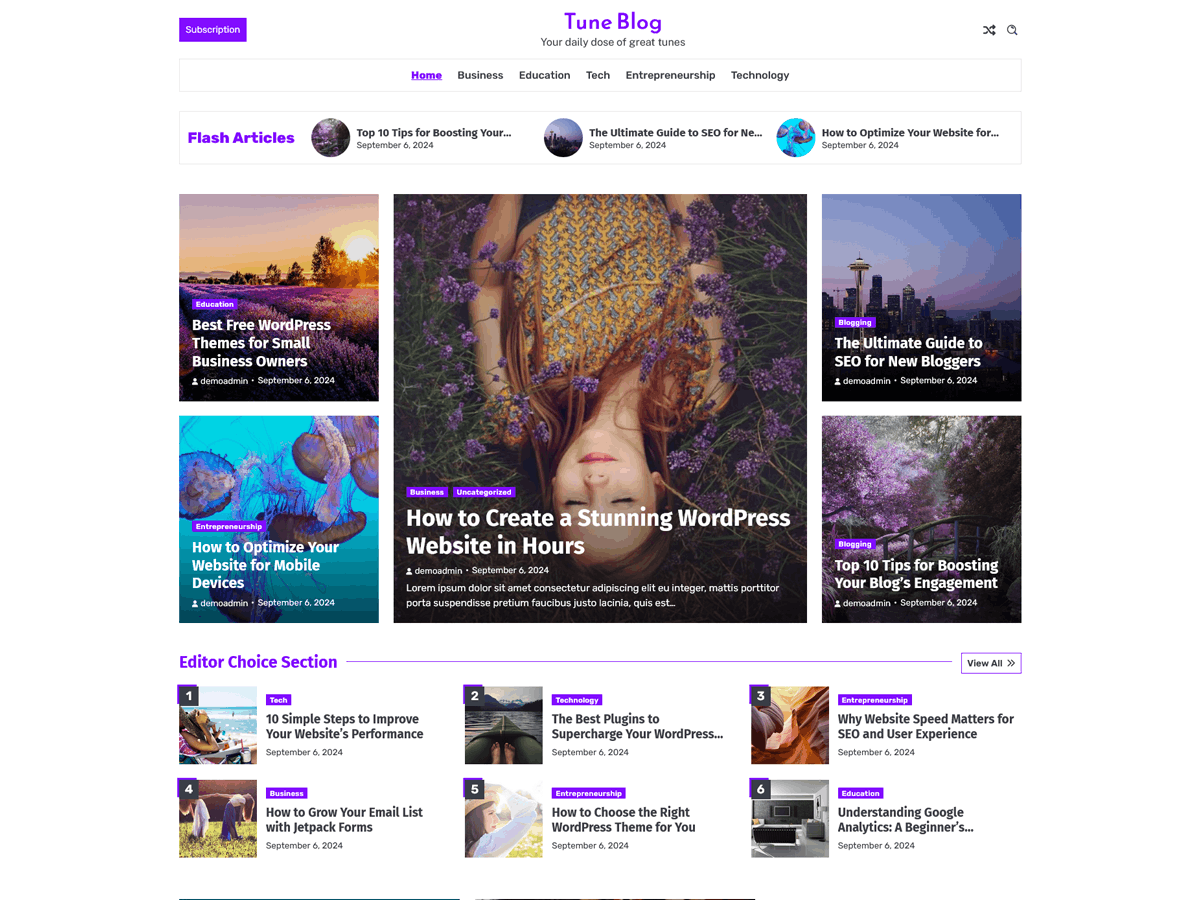Tune Blog theme screenshot