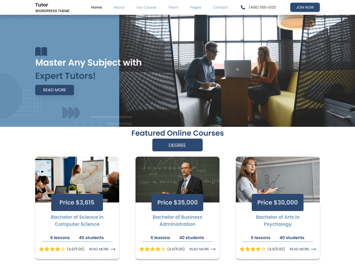 Tutor Elearning theme screenshot