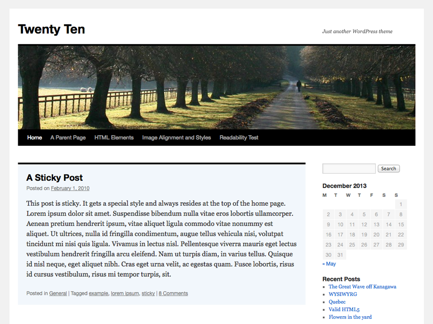 Twenty Ten theme screenshot