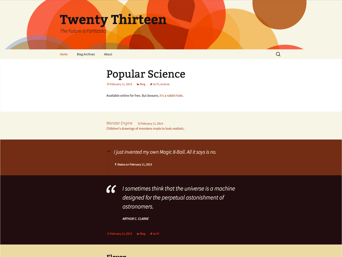 Twenty Thirteen theme screenshot