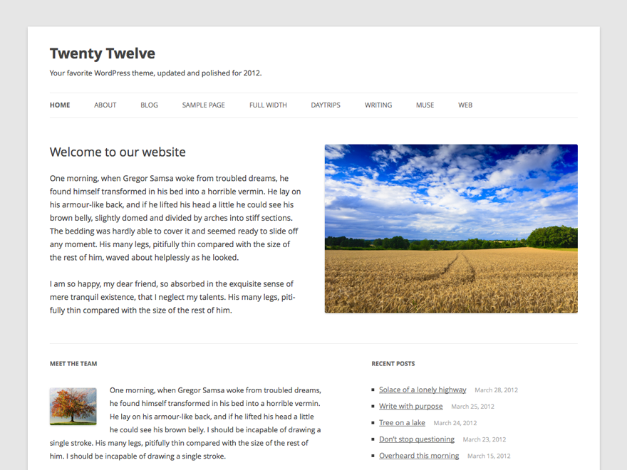 Twenty Twelve theme screenshot