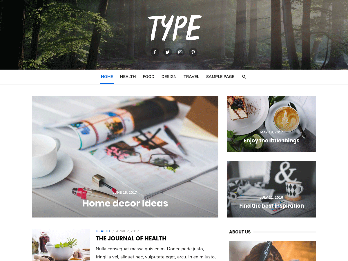 Type theme screenshot