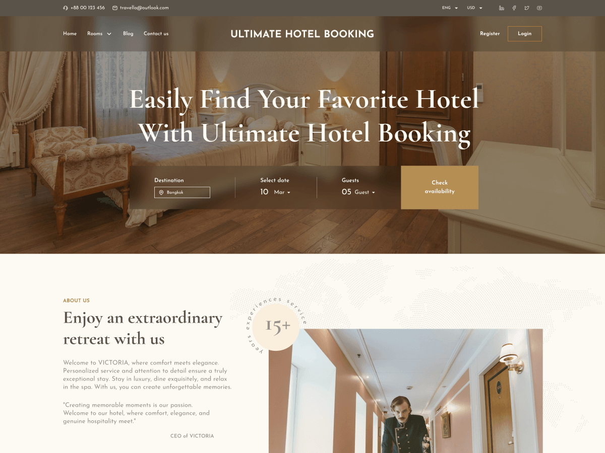 Ultimate Hotel Booking theme screenshot