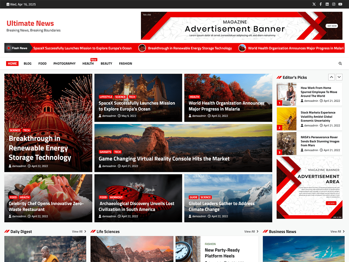 Ultimate News theme screenshot