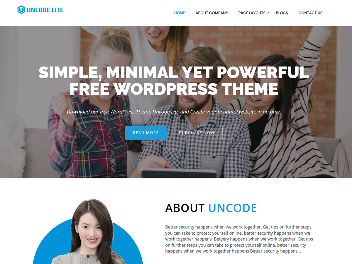 Uncode Lite theme screenshot
