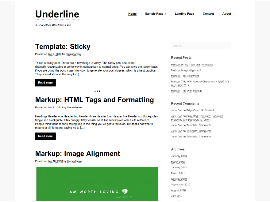 Underline theme screenshot
