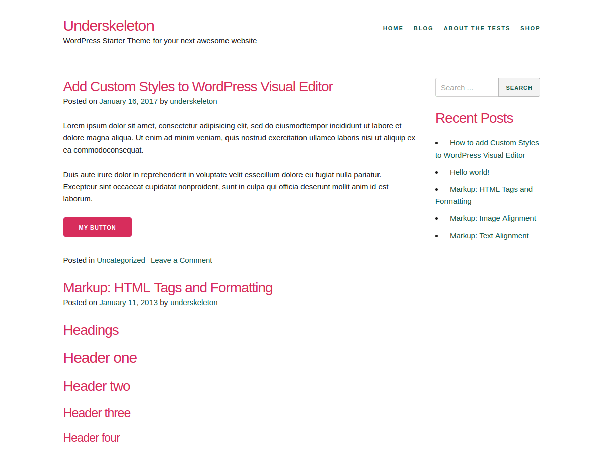 Underskeleton theme screenshot