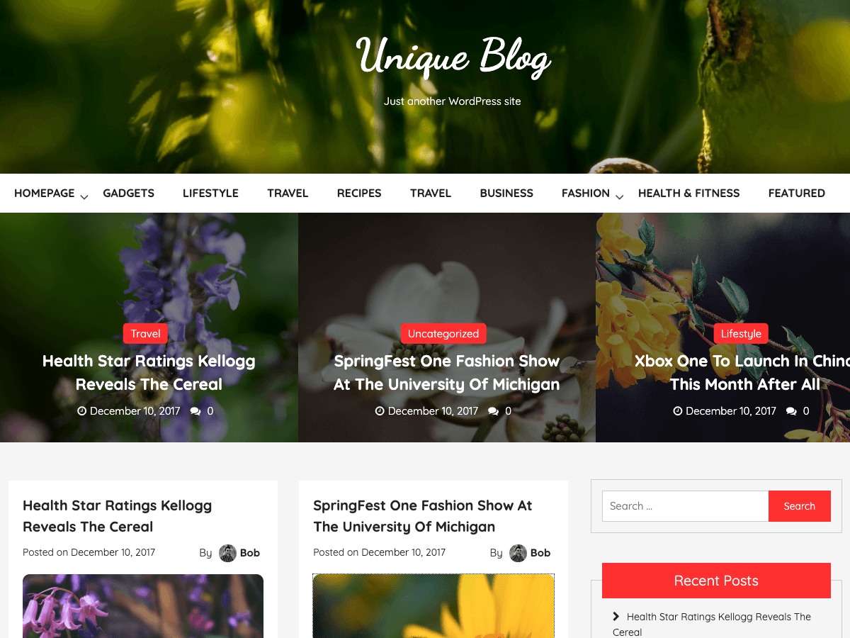 Unique Blog theme screenshot