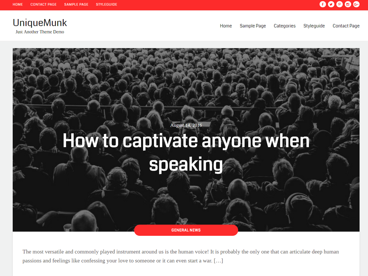 Unique Munk theme screenshot