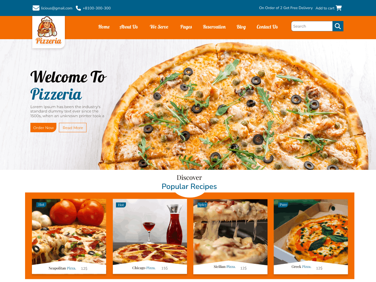 Unique Pizza Shop theme screenshot