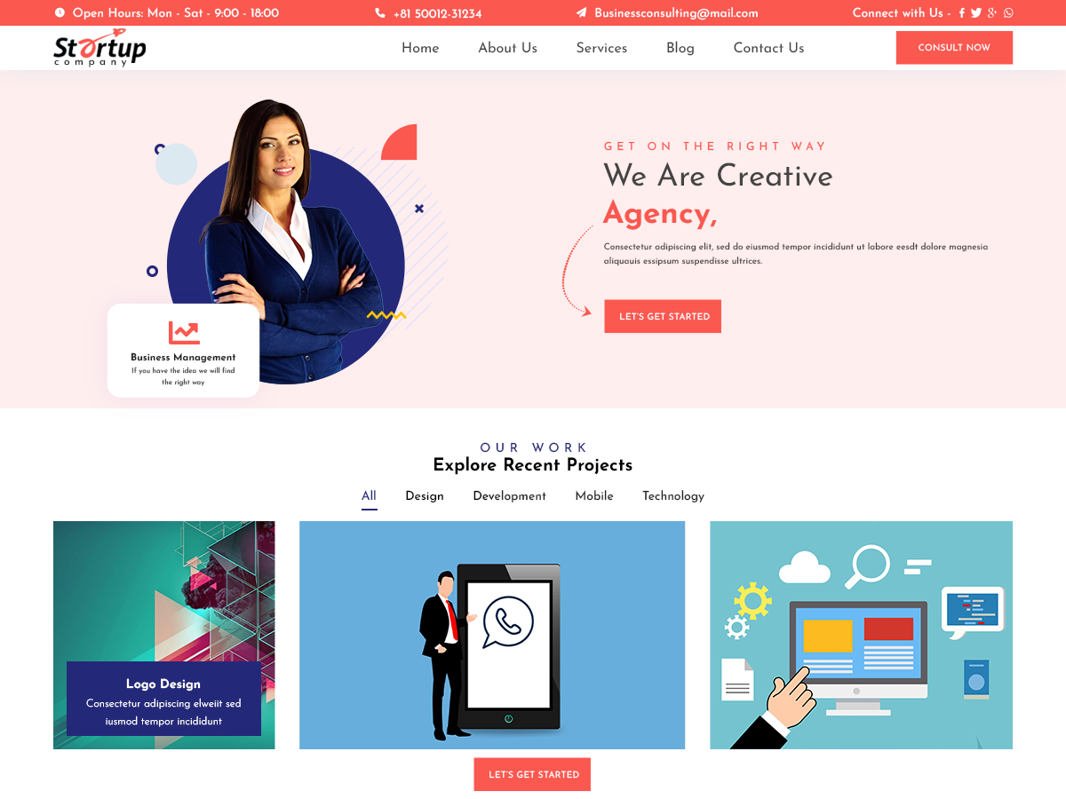 Unique Startup theme screenshot