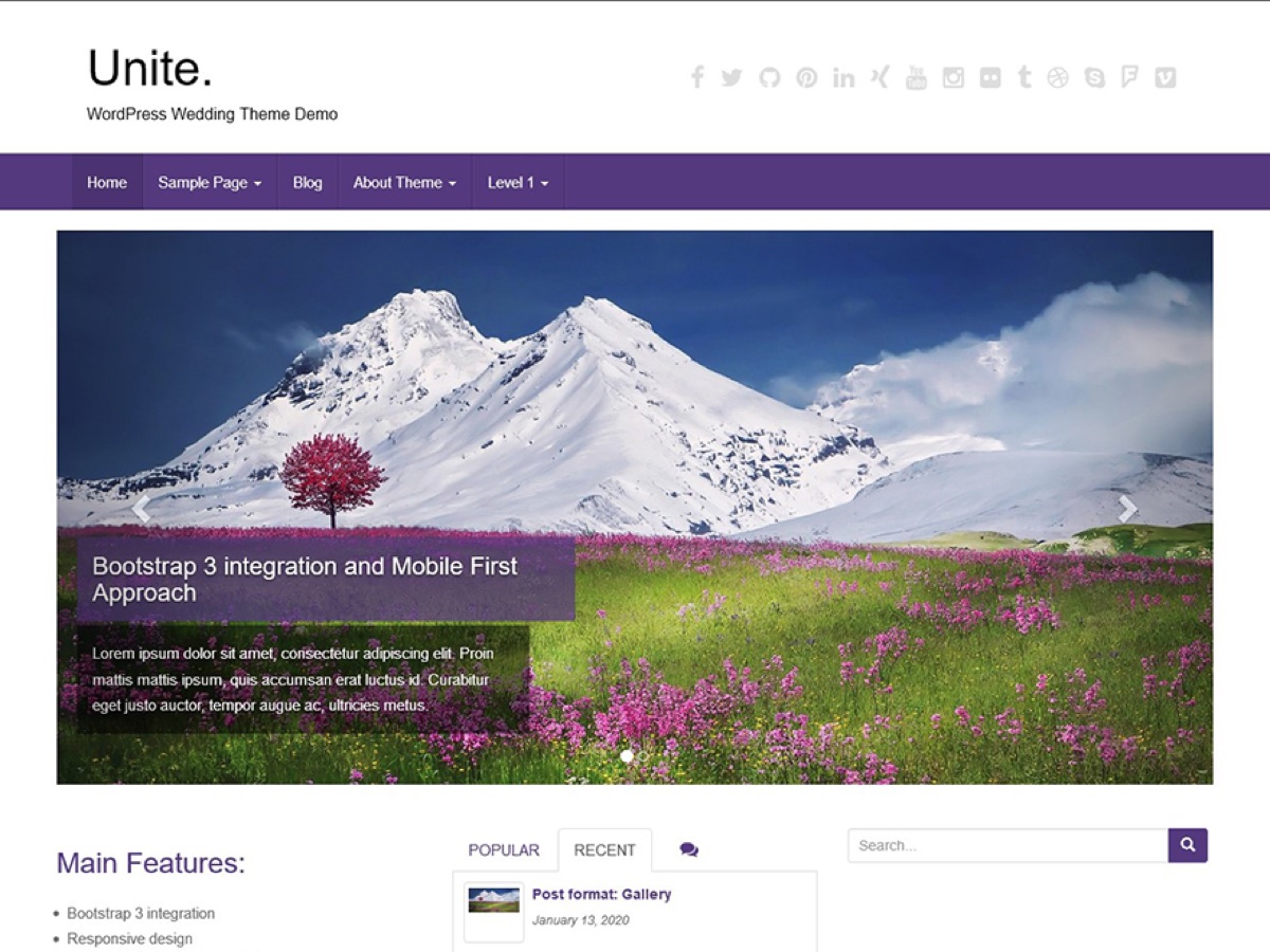 Unite theme screenshot