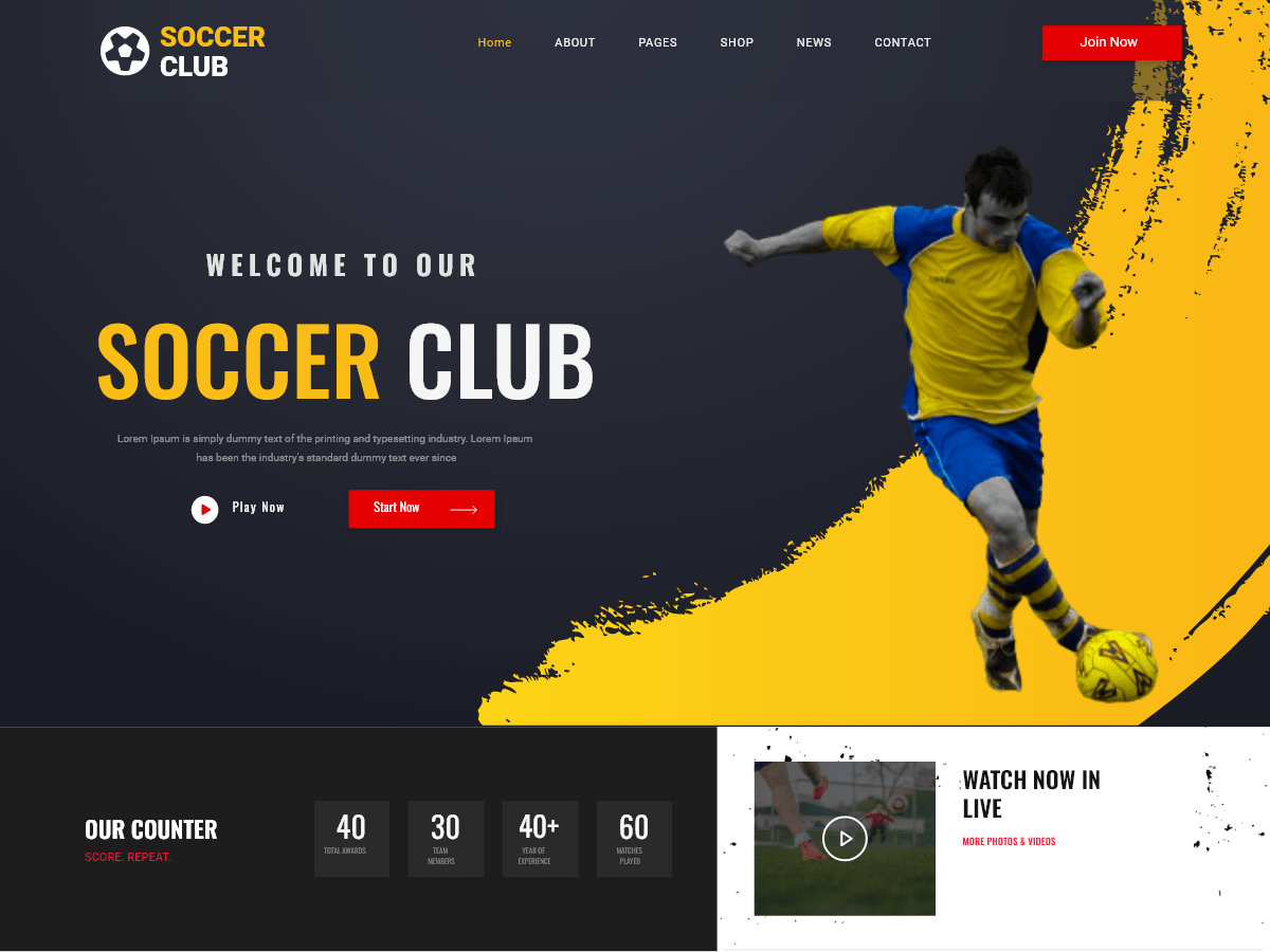 United Soccer Club theme screenshot
