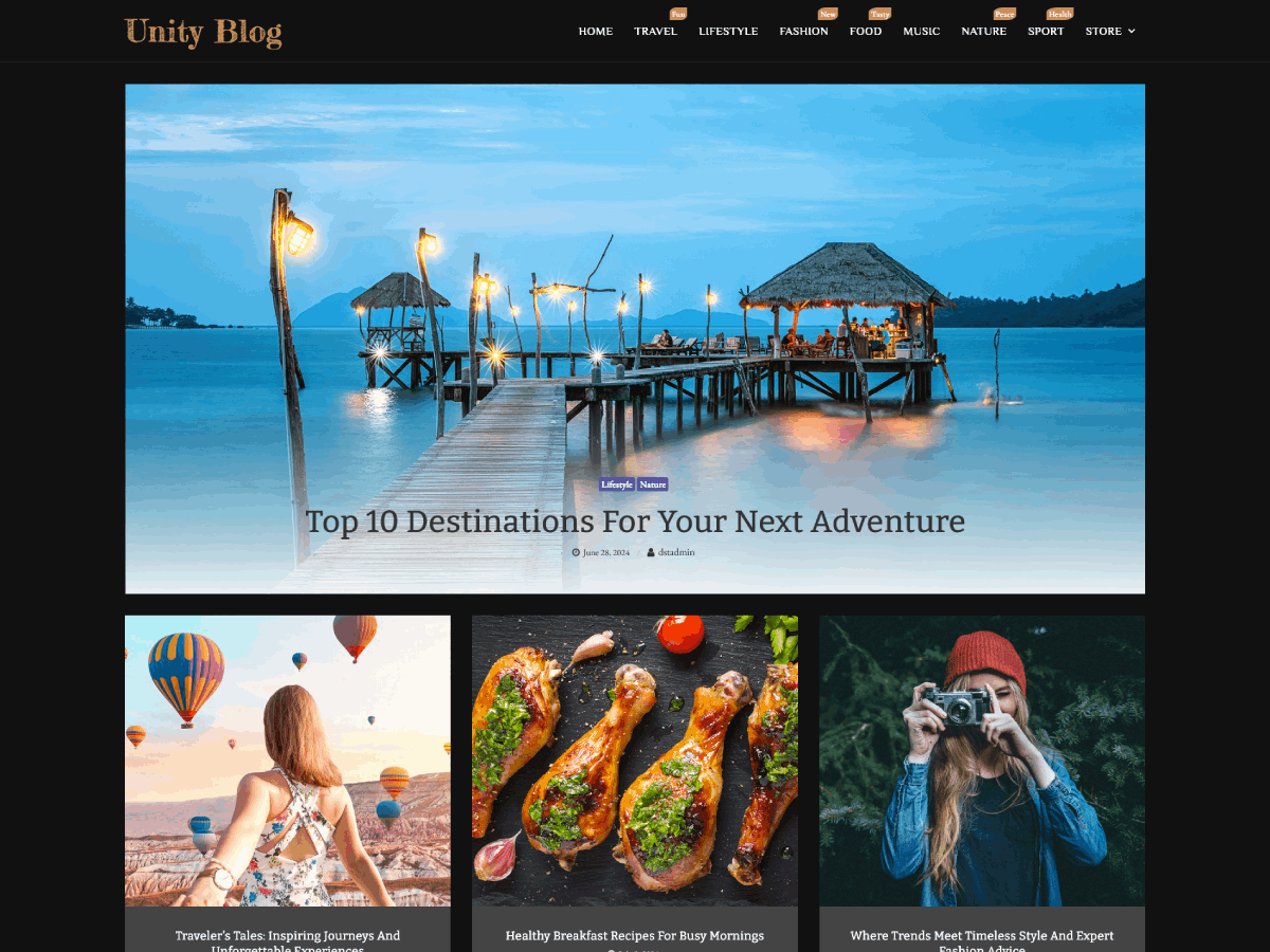 Unity Blog theme screenshot