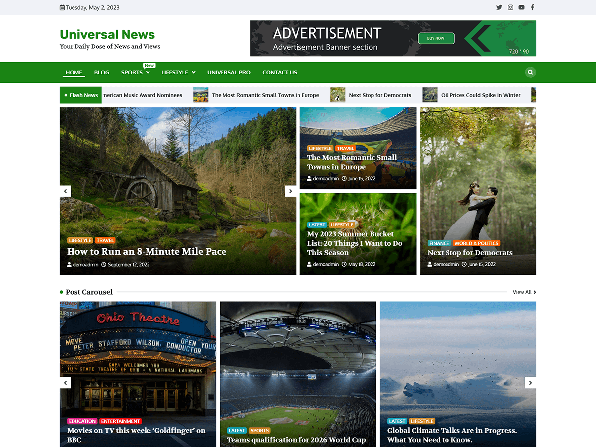 Universal News theme screenshot