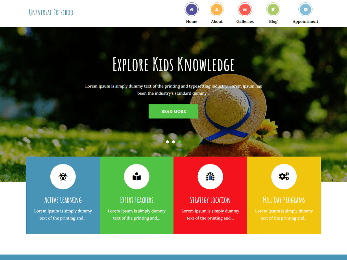 Universal Preschool theme screenshot