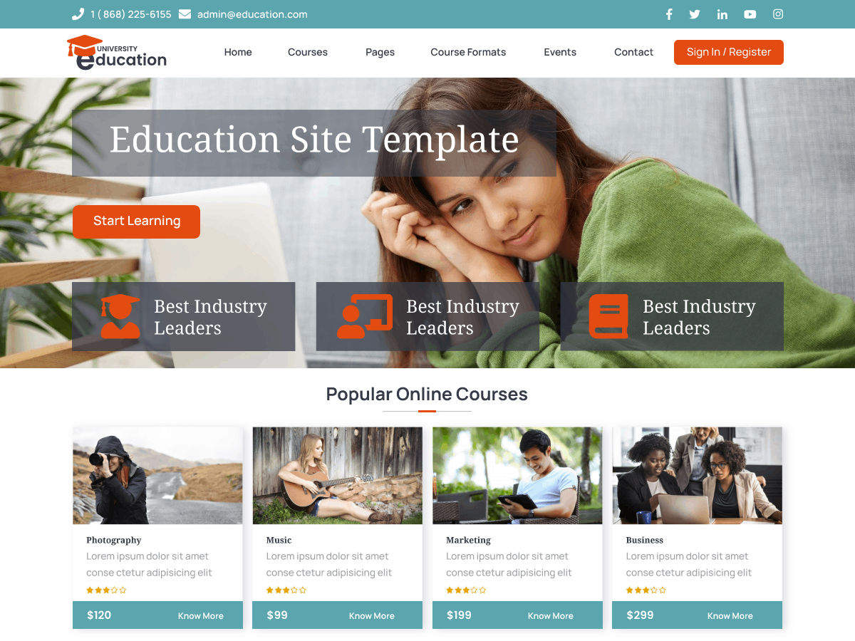 University Education Hub theme screenshot