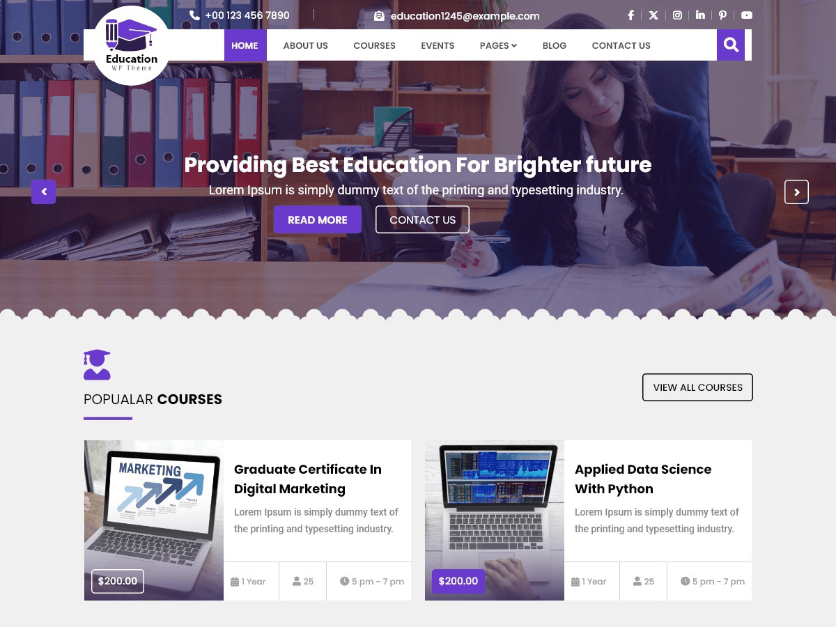 University Institute theme screenshot