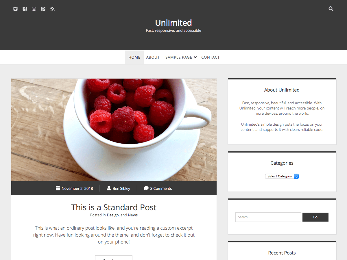 Unlimited theme screenshot