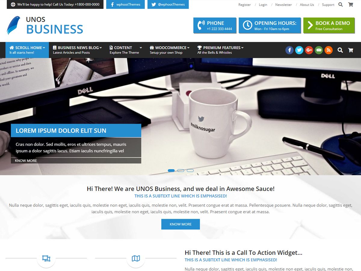 Unos Business theme screenshot