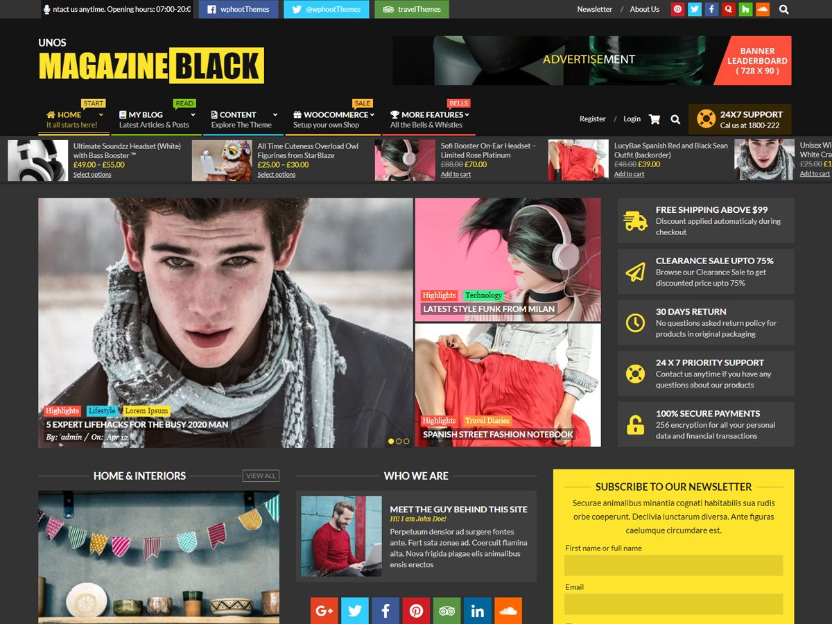 Unos Magazine Black theme screenshot