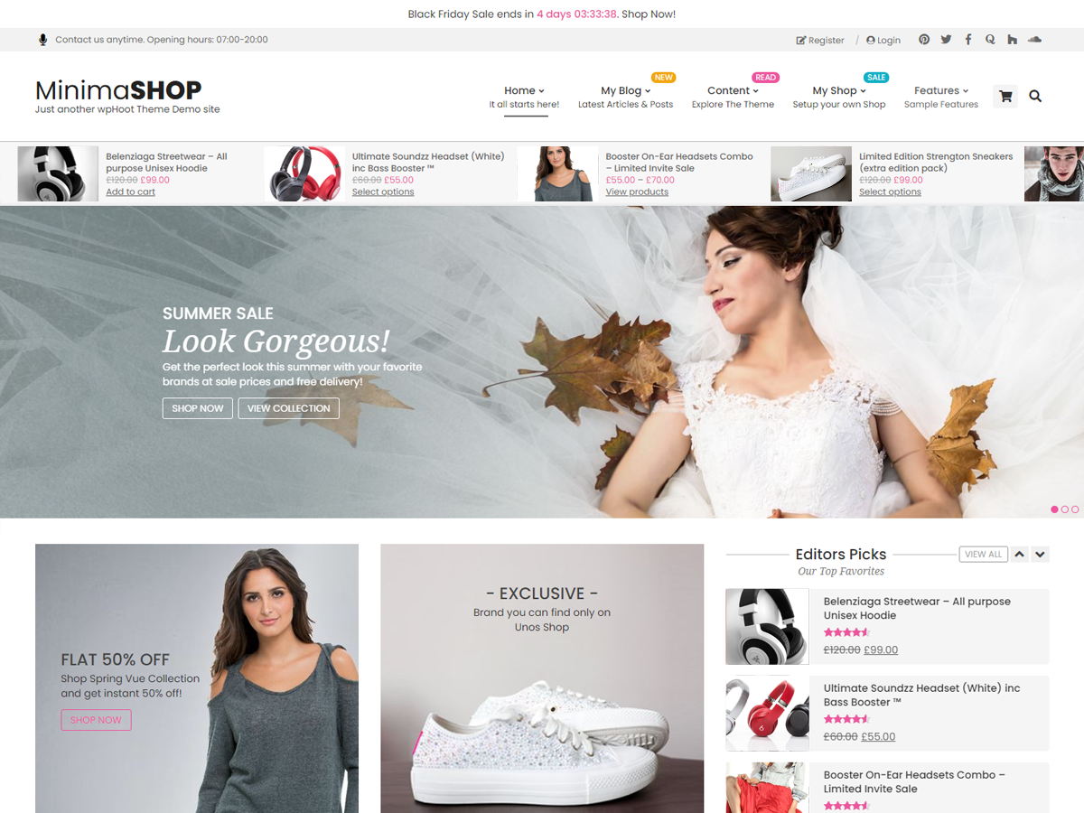 Unos Minima Shop theme screenshot