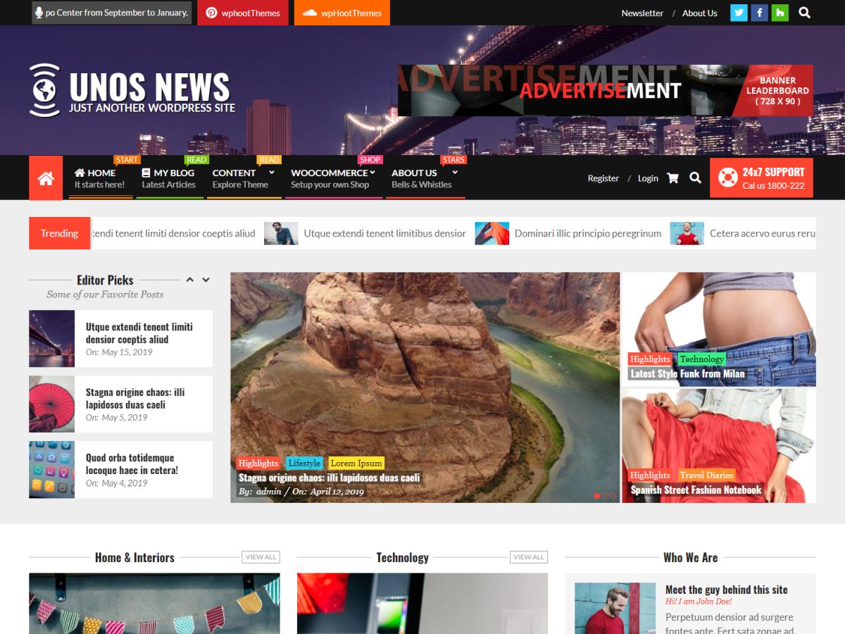 Unos News theme screenshot