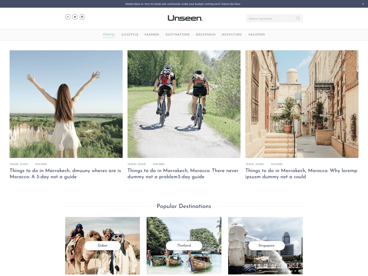 Unseen Blog theme screenshot