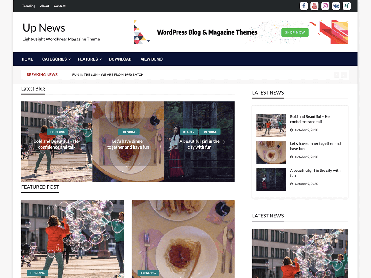 Up News theme screenshot