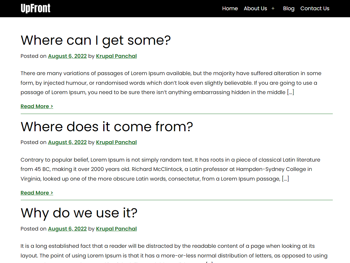 UpFront theme screenshot