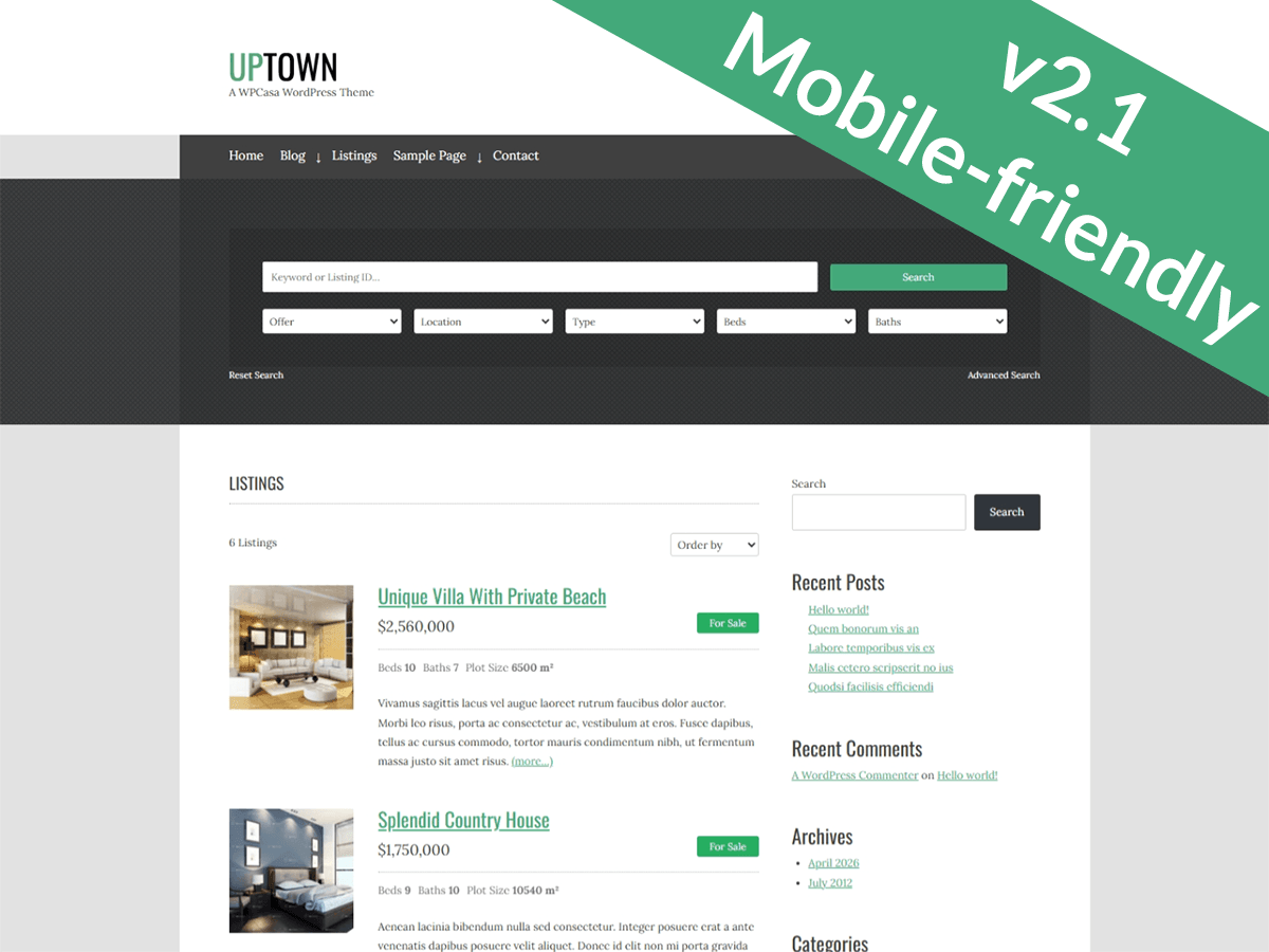 upTown theme screenshot
