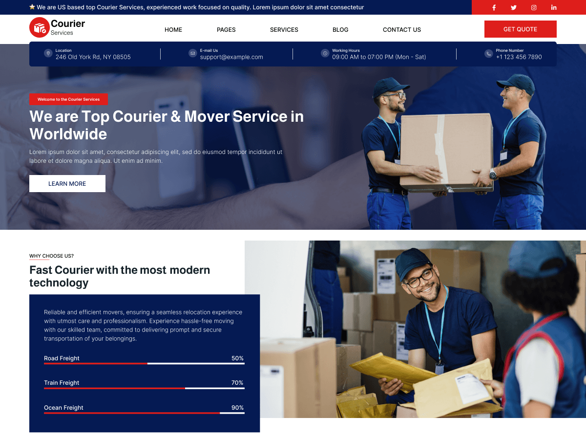 Urban Courier Logistics theme screenshot