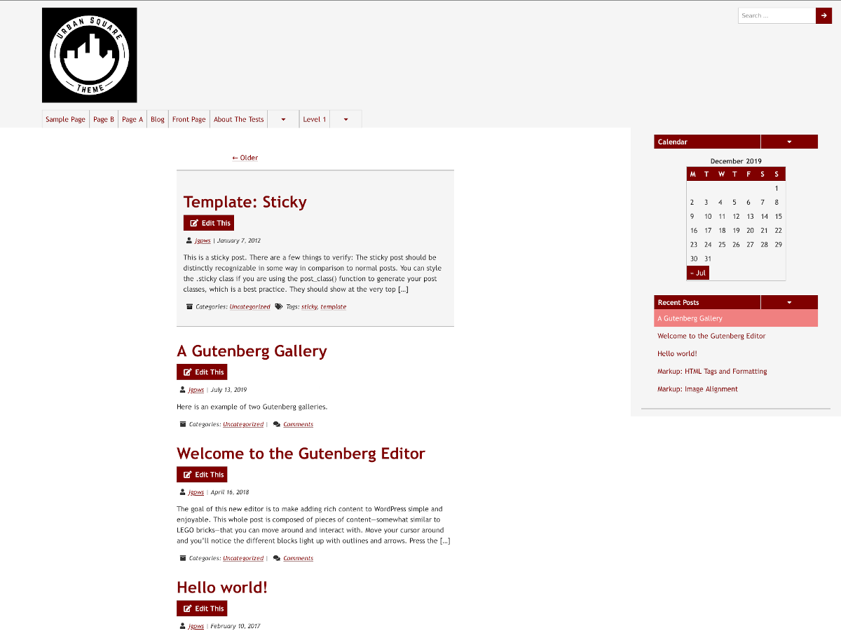 Urban Square theme screenshot