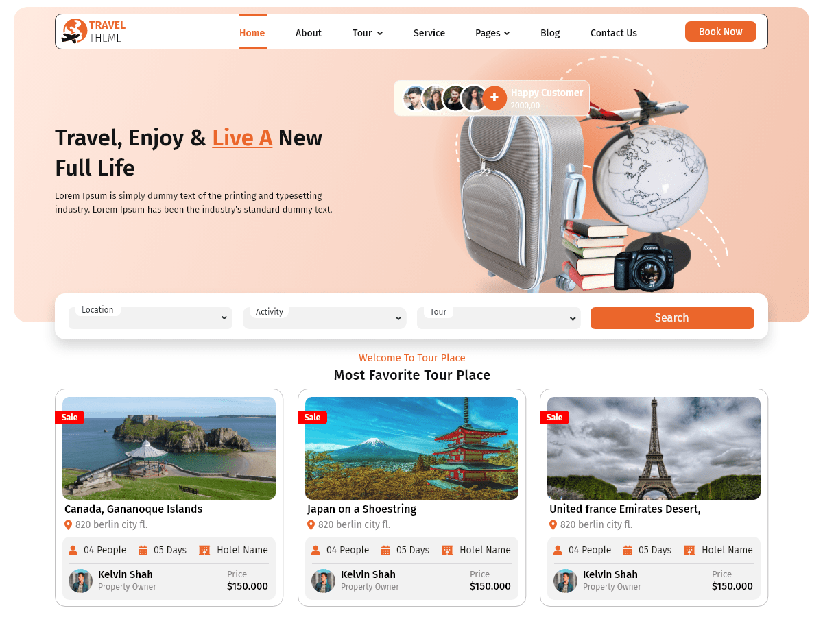 Vacation Booking theme screenshot