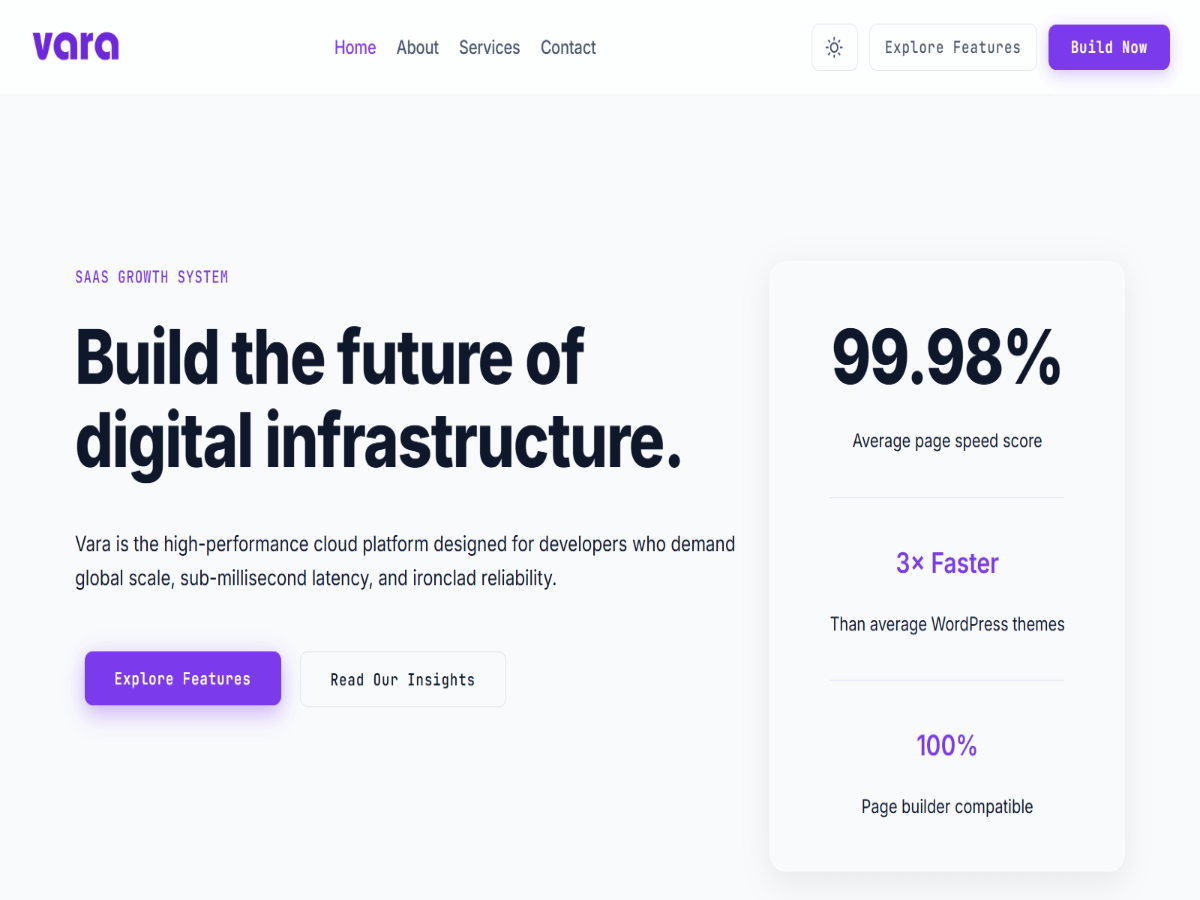 Vara SaaS theme screenshot